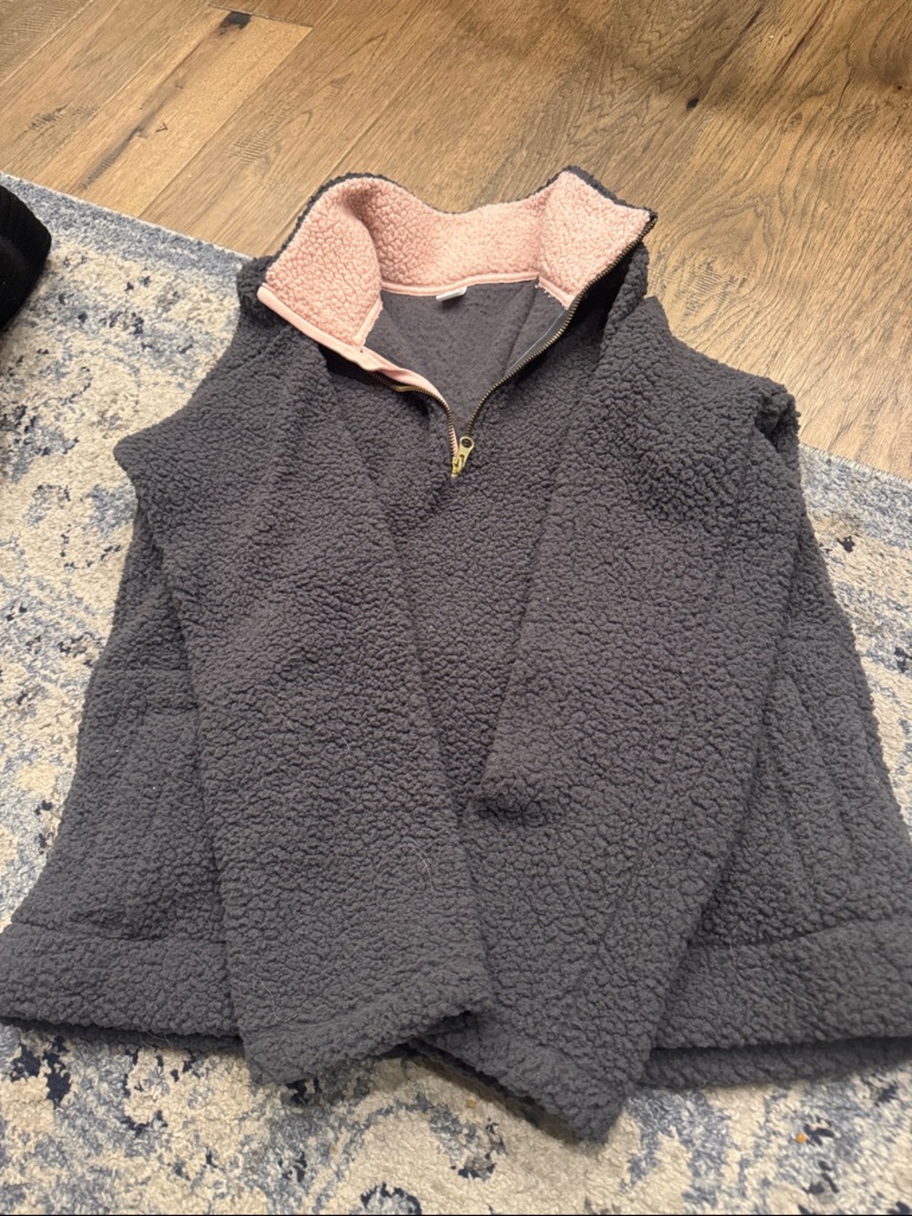 Old Navy Gray Sherpa Pullover with Pink Lining